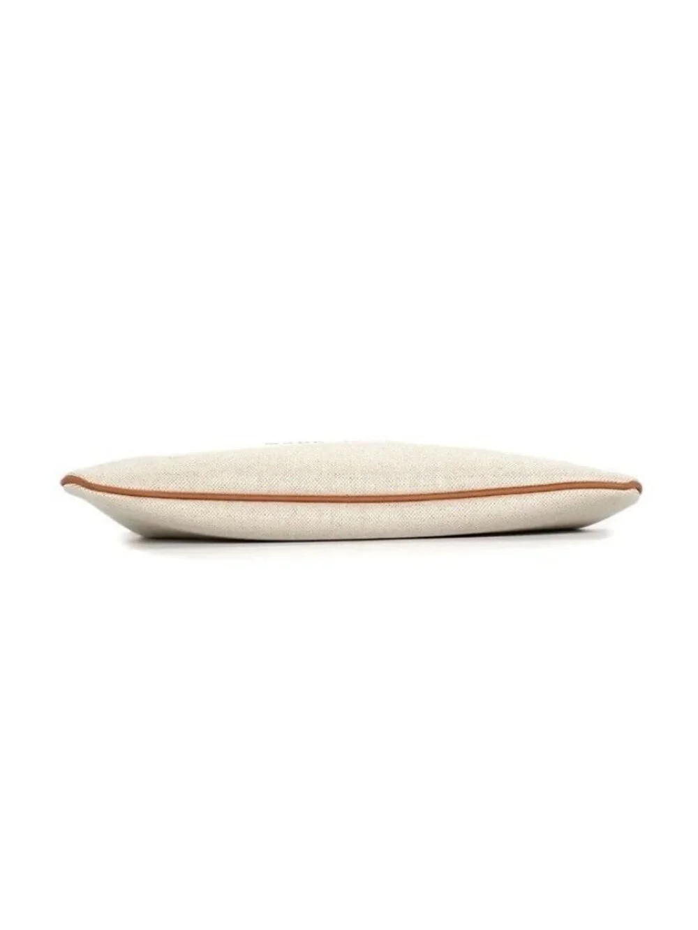 Gucci Clutch Logo Facul Beige Brown Cotton Linen